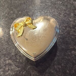Heart-Shaped Jewelry Box with Gold Bow